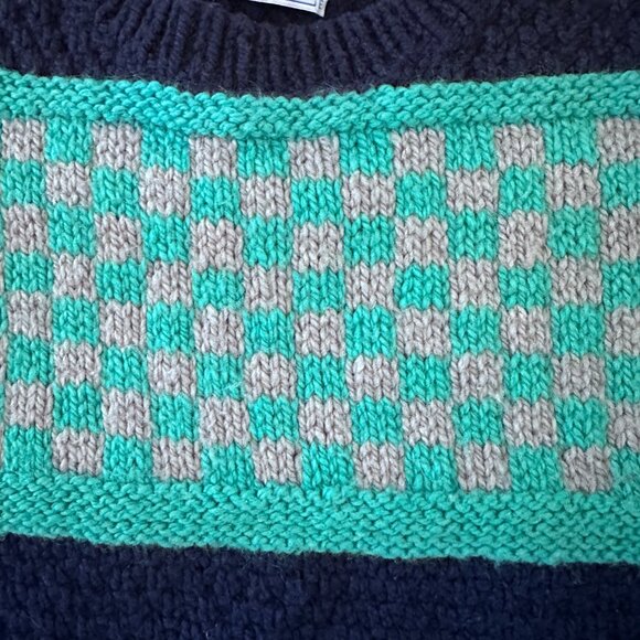 Vintage PINGOUIN Paris Handmade Fisherman's Sweater L-XL - Navy - Picture 4 of 10